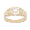 9ct Yellow Gold Cubic Zirconia Patterned Signet Ring
