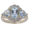 9ct Yellow Gold 0.05ct Diamond and Aquamarine Fancy Ring