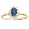 9ct Yellow Gold Sapphire and Diamond Cluster Ring
