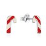 Silver 5x8.5mm Candy Cane Stud Earrings