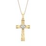 18ct Yellow ﻿Gold on Sterling Silver Diamond Celtic Claddagh Cross Pendant Necklace
