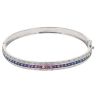9ct White Gold 0.20ct Brilliant Cut Diamond And Rainbow Sapphire Bangle