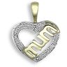 9 Carat Yellow Gold 0.02pts Diamond Heart / Mum Pendant