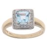 9ct Yellow Gold 0.20ct Diamond And Blue Topaz Cluster Ring