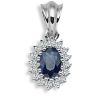 9ct White Gold 0.12ct Diamond and Sapphire Pendant