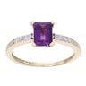 9ct Yellow Gold Created Amethyst And Diamond Ring