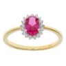 Gold Plated Silver Red Gemstone And Cubic Zirconia Cluster Ring