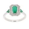 9ct White Gold 0.06ct Diamond And Emerald Ring