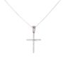 Silver Cubic Zirconia Cross Pendant And Chain 18" By Icesia