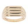 9ct Yellow Gold 0.05ct Diamond Patterned Signet Ring