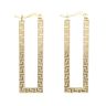 14ct Yellow Gold Greek Key Rectangular Hoop Earrings