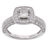 18ct White Gold 1.04ct Princess And Brilliant Cut Diamond Cluster Ring