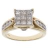 9ct Yellow Gold 2.00ct Diamond Princess And Brilliant Cut Cluster Ring