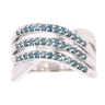 9ct White Gold 0.75ct Brilliant Cut Blue Diamond Crossover Ring