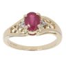 9ct Yellow Gold Ruby and 0.05ct Diamond Stone Set Ring
