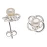 Silver Pearl Knot Earrings