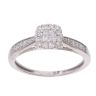 9ct White Gold 0.33ct Princess and Brilliant Cut Diamond Cluster Ring