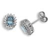 9 Carat White Gold 25pts Diamond & Blue Topaz Stud Earrings
