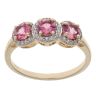 9ct Yellow Gold Pink Gemstone And Cubic Zirconia Cluster Ring