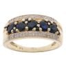9ct Yellow Gold 0.10ct Diamond And Sapphire Three Row Ring