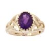 9ct Yellow Gold Amethyst Single Stone Ring