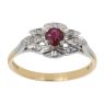 18ct Yellow Gold 0.05ct Diamond and Ruby Cluster Ring