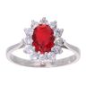 9ct White Gold Red Gemstone and Cubic Zirconia Cluster Ring