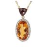9ct Yellow Gold 0.20ct Diamond, Citrine And Garnet Pendant And Chain 18"