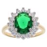 Gold Plated Silver Green Gemstone And Cubic Zirconia Cluster Ring