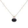 9ct Yellow Gold 0.02ct Diamond And Black Gemstone Pendant And Chain 16"