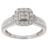 9ct White Gold 0.45ct Princess and Brilliant Cut Diamond Cluster Ring