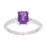 9ct White Gold Amethyst and Diamond Rectangular Ring