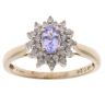 9ct Yellow Gold 0.24ct Diamond And Tanzanite Cluster Ring