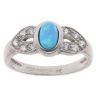 9ct White Gold Blue Opal And Cubic Zirconia Ring