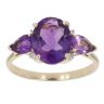 9ct Yellow Gold 0.02ct Diamond and Amethyst Three Stone Ring