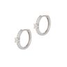Sterling Silver Single Row Cubic Zirconia Huggie Hoop Earrings