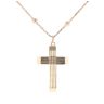 9ct Yellow Gold Patterned Cross Pendant And Bead Chain 24"