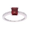 9ct White Gold Garnet and Diamond Rectangular Ring