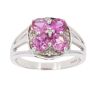 9ct White Gold 0.05ct Diamond And Pink Sapphire Cluster Ring