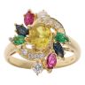 18ct Yellow Gold Multi-Gemstone Cluster Ring
