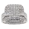 18ct White Gold 2.00ct Princess, Baguette and Brilliant Cut Cluster Ring