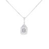 18ct White Gold 1.30ct Emerald And Brilliant Cut Diamond Pendant And Chain 16"