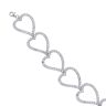 Silver Cubic Zirconia Large Hearts 9" Bracelet by Icesia