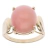 9ct Yellow Gold Pink Jade Cabochon Single Stone Ring