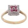 18ct Yellow Gold 0.07ct Diamond And Ruby Cluster Ring