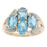 9ct Yellow Gold 0.01ct Diamond And Blue Topaz Cluster Ring