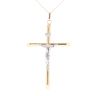 9ct Yellow And White Gold Plain Crucifix Pendant And Chain 18"