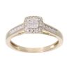 9ct Yellow Gold 0.25ct Princess and Brilliant Cut Cluster Ring
