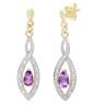 9ct Yellow Gold Amethyst and Diamond Teardrop Earrings