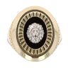 14ct Yellow and White Gold Black Stone and Cubic Zirconia Lion Signet Ring